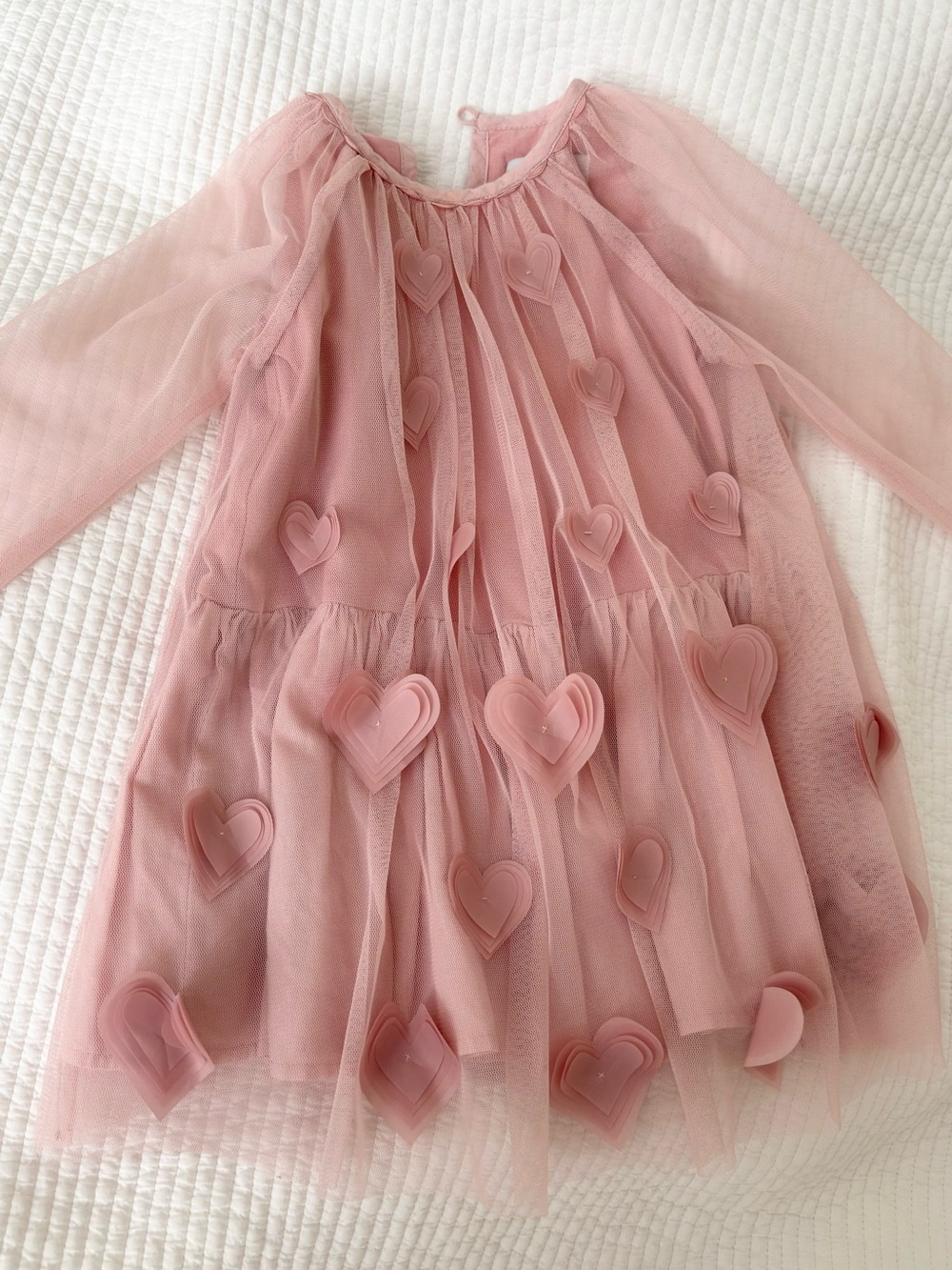 Stella McCartney Kids Dusty Pink Heart Tulle Dress